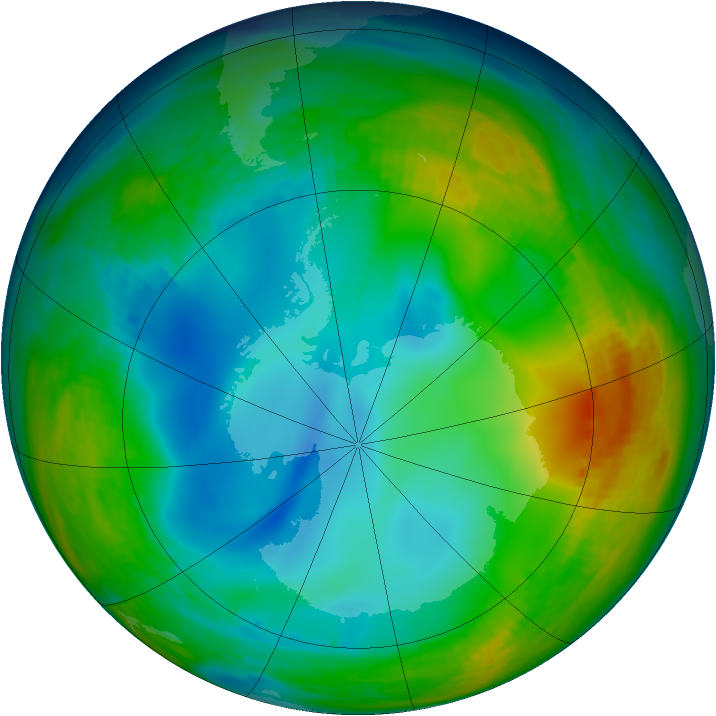 Antarctic ozone map for 01 July 1992